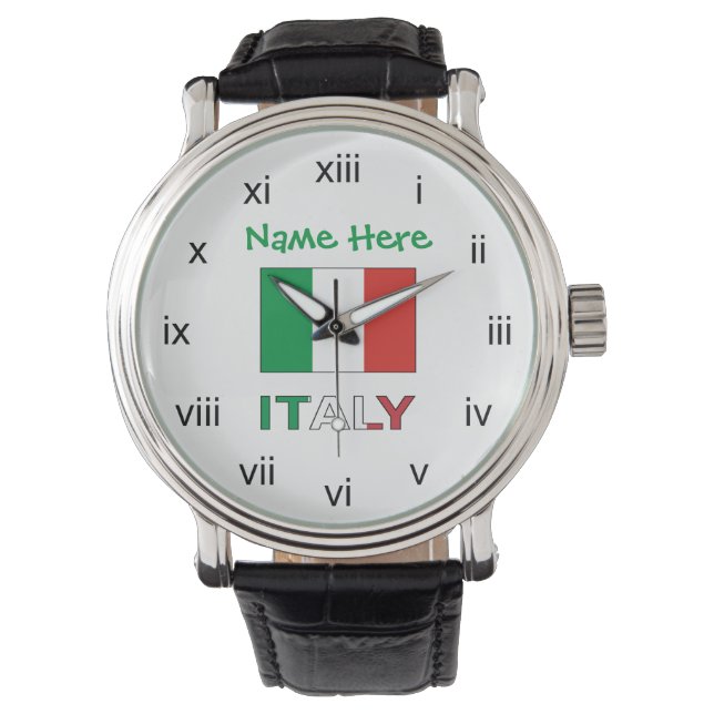 Montre Personnalisation verte du drapeau italien en Itali (devant)