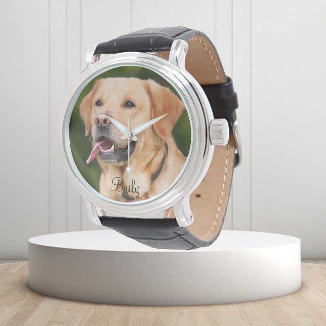 Montre Personnalisé Animal Photo Chien Chat Nom personnal (Créateur téléchargé)