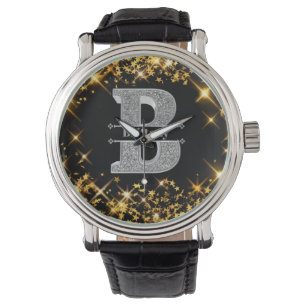 Montre Personnalisé B Monogramme initial d'argent Votre n
