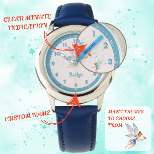 Montre Personnalisé Bleu Élégant Fée Apprendre Temps Enfa