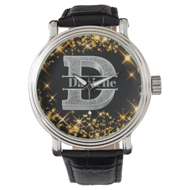 Montre Personnalisé D Premier Monogramme Argent Votre Nom (devant)