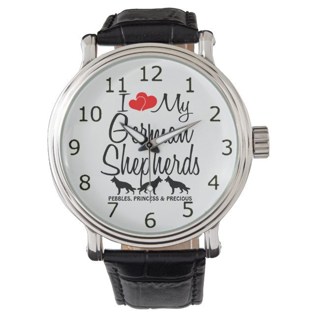 Montre Personnalisé J'Aime Mes Trois Bergers Allemands Re (devant)