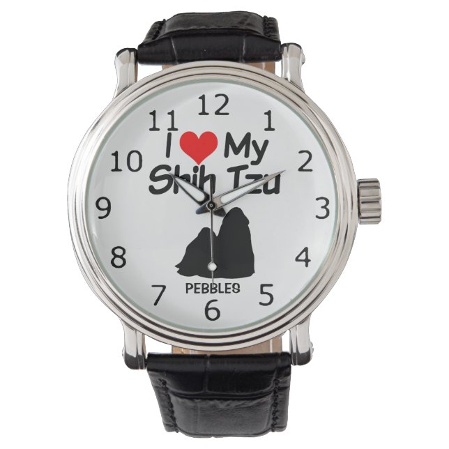 Montre PERSONNALISÉ J'Aime Mon Chien Chih Tzu Chien (devant)