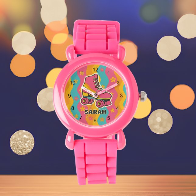 Montre Personnalisé Nom Colorful Roller Skating Girls (Custom Name Colorful Roller Skating Girl Kids Watch
)
