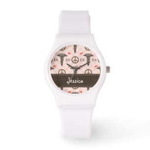 Montre Personnalisé Peace Love Nurse Caduceus