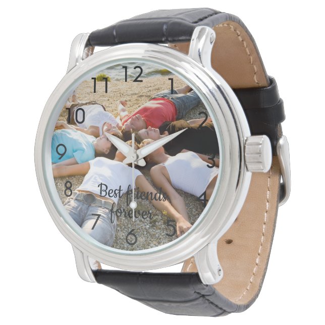 Montre Personnalisé photo meilleurs amis noir (Incliné)