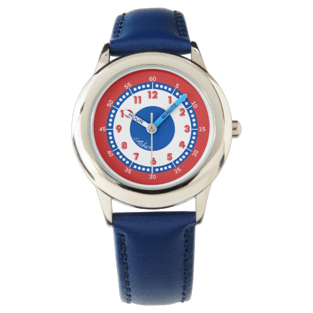 Montre Personnalisé Red & Blue Boys Learning Timepiece |  (devant)