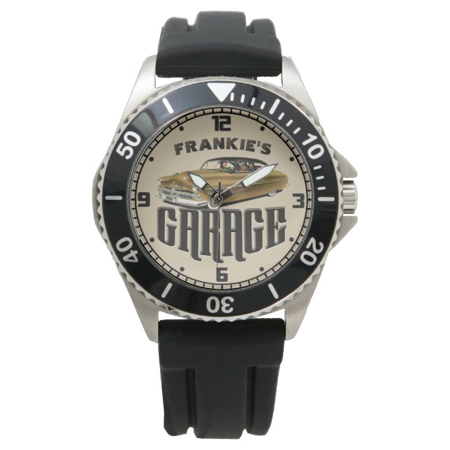 Montre Personnalisé VOTRE NOM 1950 Mercure Merc Garage (devant)