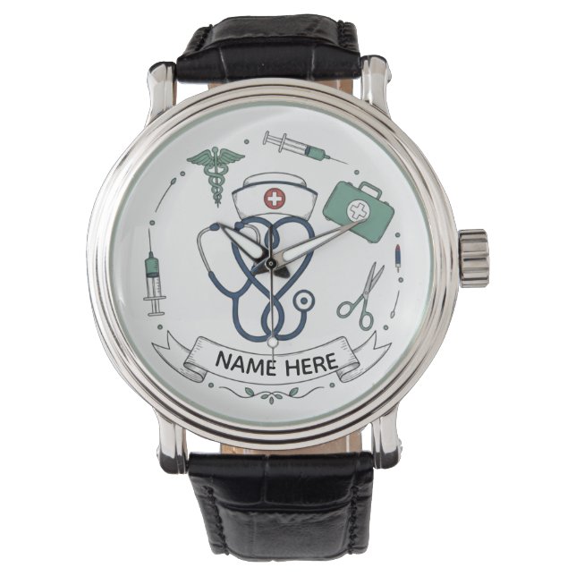 Montre personnalisée au nom d'infirmière (devant)