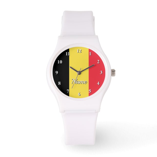 Montre personnalisée avec drapeau belge de Belgiqu (Recto)
