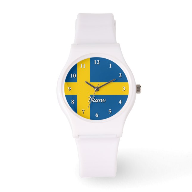 Montre personnalisée avec drapeau suédois Suède (Recto)