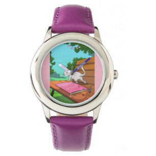 Montre personnalisée d'enfants - chat sur la