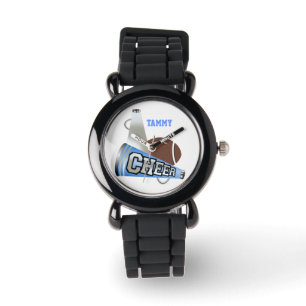Montre personnalisée Mégaphone bleu & blanc Cheerl