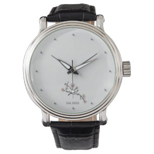 Montre personnalisée minimaliste à fleurs de ceris