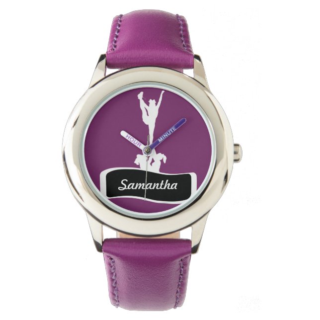 Montre personnalisée Pom-pom girl violet (devant)