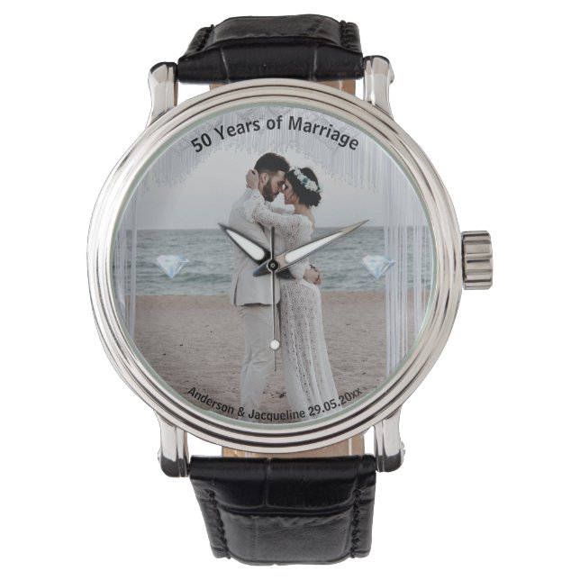 Montre Personnaliser Hommes Photo Watch Cadeaux du 50e an (devant)