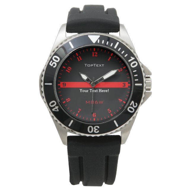 Montre Personnaliser la ligne rouge mince avec 3 lignes d (devant)
