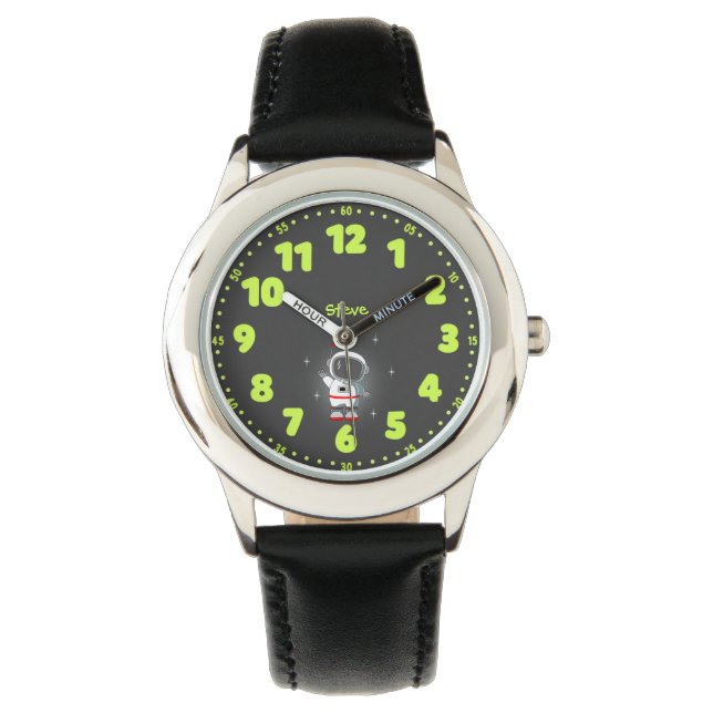 Montre Personnaliser l'astronaute gris apprendre à dire à (devant)