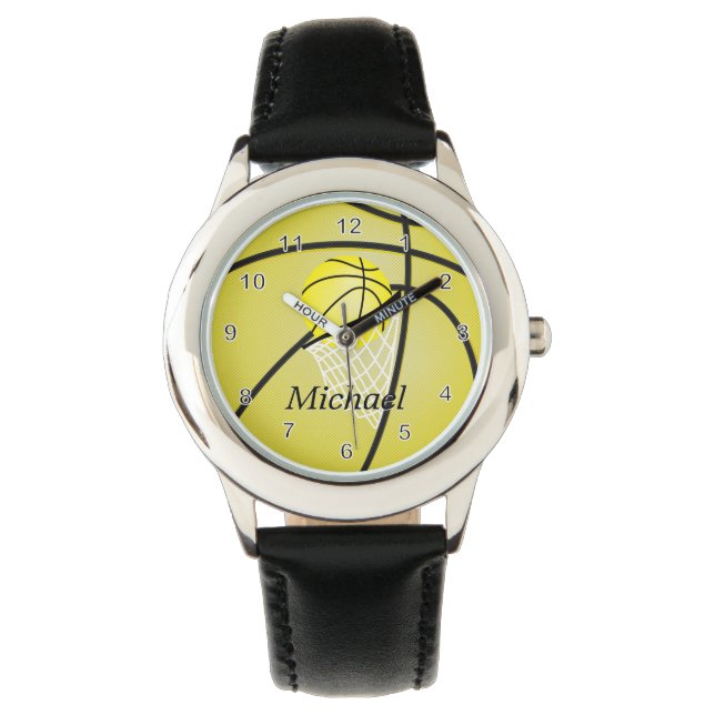 Montre Personnaliser Sports Basket Jaune (devant)