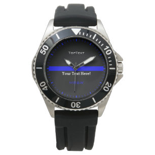 Montre Personnalisez la Ligne Bleue Mince avec 3 Lignes D