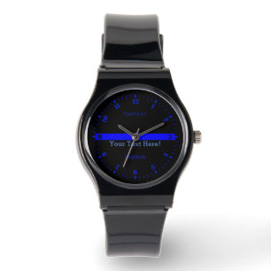 Montre Personnalisez la Ligne Bleue Mince avec 3 Lignes D