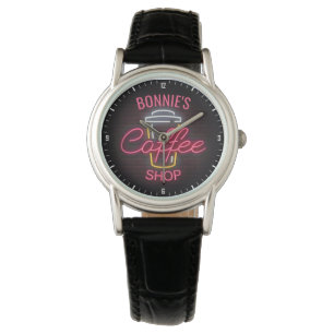Montre Personnalized NAME Neon Style Coffee Shop Custom
