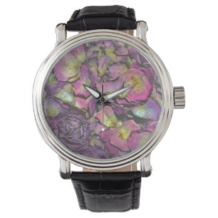 Montre Pétales rose lavande Aquarelle