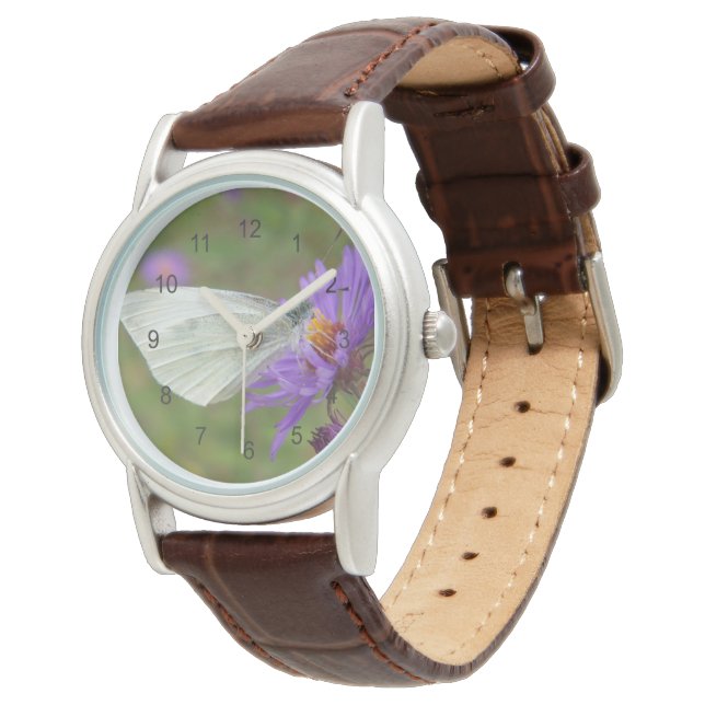 Montre Petit papillon blanc de chou (Incliné)