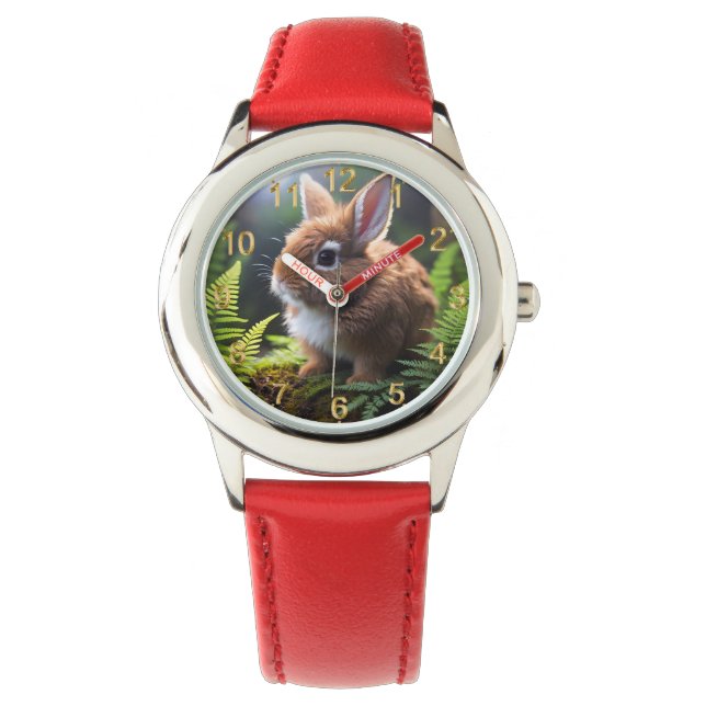 Montre "Petite Charme : Le lapin nain Brown et blanc" (devant)