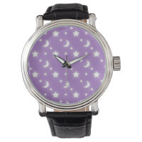 Petites étoiles et lunes Motif de fond violet