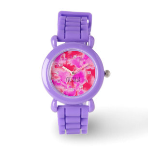 Montre Petites Filles Ciel rose Avec Nuages Roses Regarde