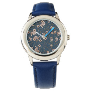 Montre Petites fleurs bleu clair motif