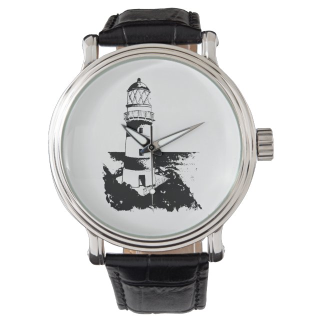 Montre Phare sur une île de pierre carré autocollant cade (devant)