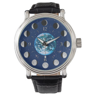 Montre Phases Terre et Lune, sur un Arrière - plan des ét