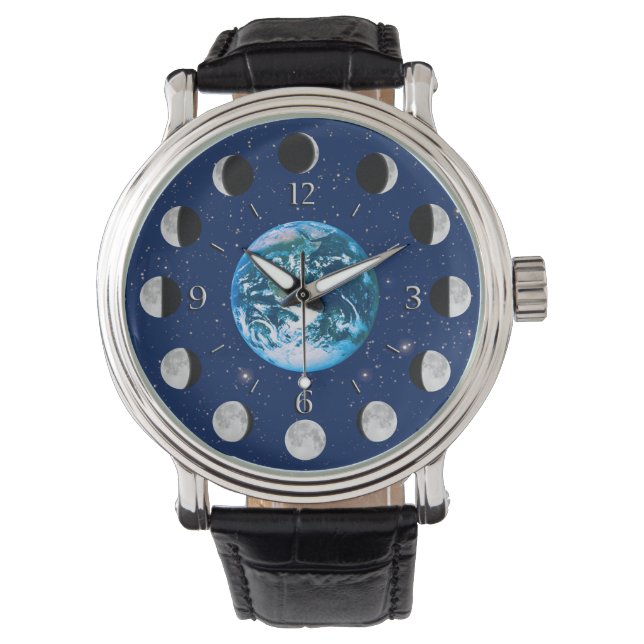 Montre Phases Terre et Lune, sur un Arrière - plan des ét (devant)