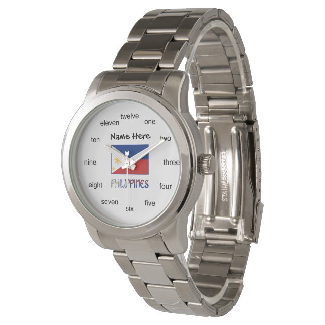 Montre Philippines Drapeau Philippin Personnalisé (Incliné)