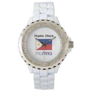Montre Philippines et drapeau philippin et votre nom