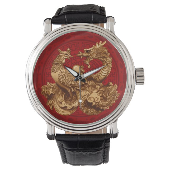 Montre Phoenix et Dragon - en rouge (devant)
