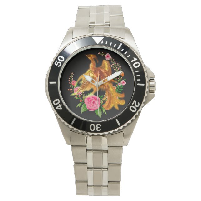 Montre Phoenix Floral Se Lève De L'Imaginaire Des Cendres (devant)