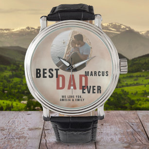 Montre Photo Best Dad Ever Trendy Watercolor Father's Day