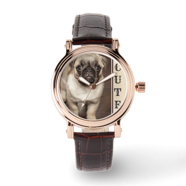 Montre Photo Chiot Carlin mignon (Recto)