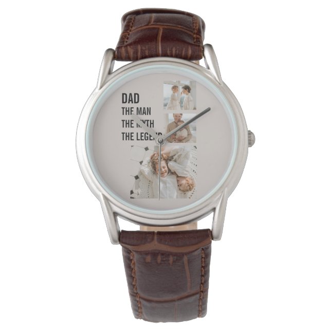 Montre Photo Collage moderne | Cadeau papa (devant)