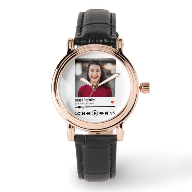 Montre Photo d'anniversaire personnalisée tendance (Recto)