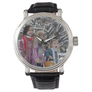 Montre Photo de famille personnalisée avec chiffres romai
