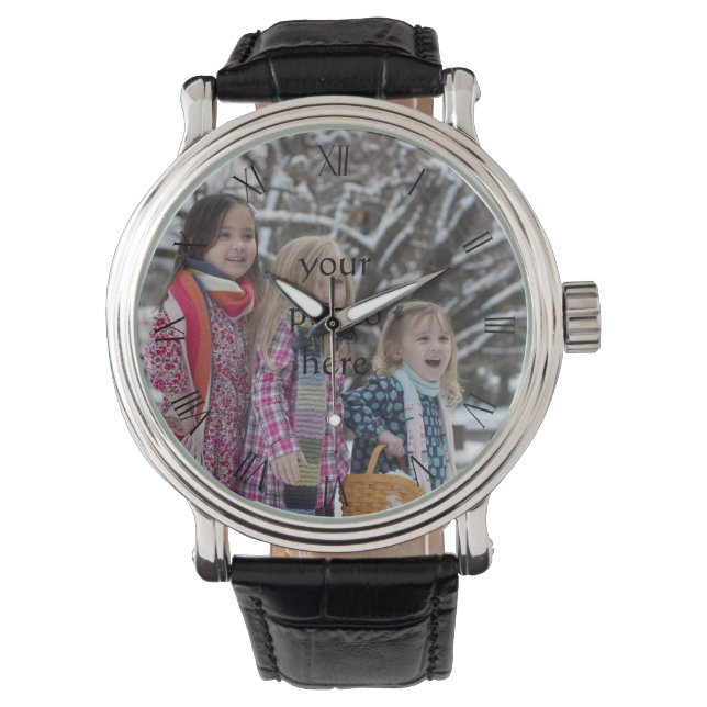 Montre Photo de famille personnalisée avec chiffres romai (devant)