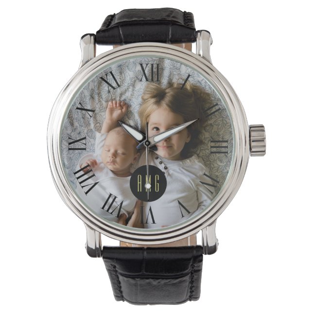 Montre Photo de famille personnalisée | Monogramme | Numé (devant)