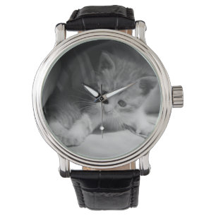 Montre Photo de Kitten noir et blanc