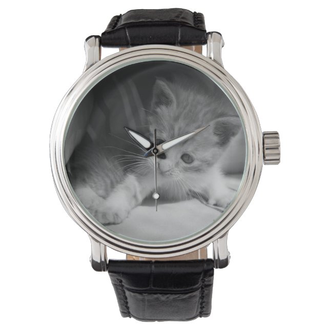 Montre Photo de Kitten noir et blanc (devant)