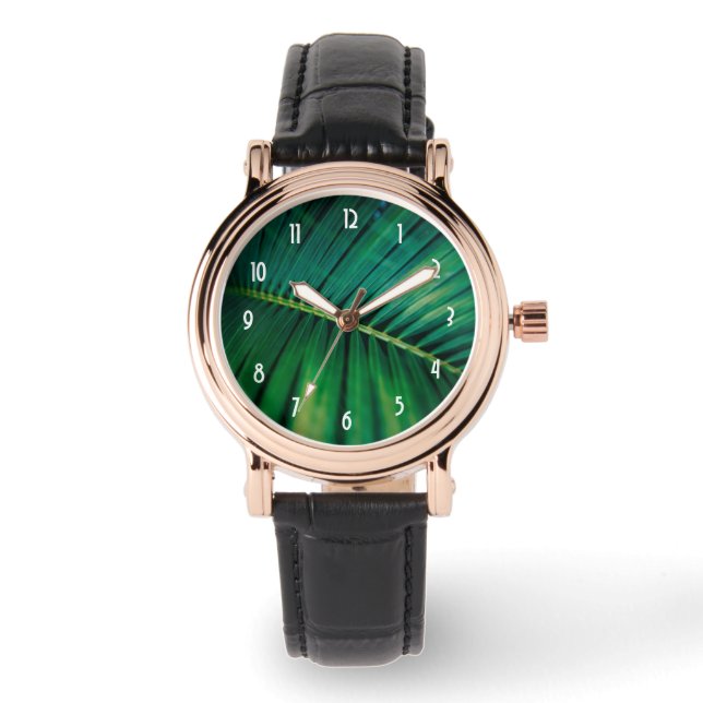 Montre Photo de la nature tropicale de la feuille verte (Recto)