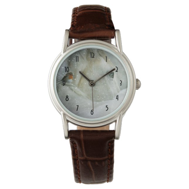 Montre Photo de White Horse and Bird en hiver (devant)